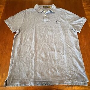 Polo Ralph Lauren Gray Custom Slim Fit Pony Polo Shirt Preppy Designer